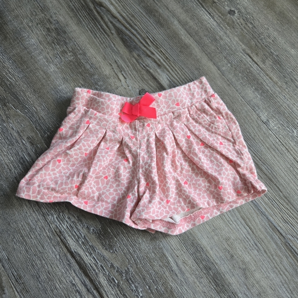 3-6M Girls Pink Patterned Kids Shorts with Bow